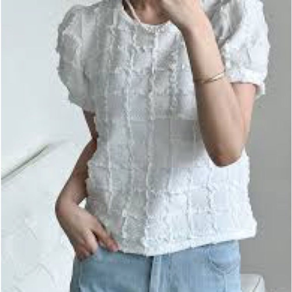 Ellison White Textured Blouse Cotton